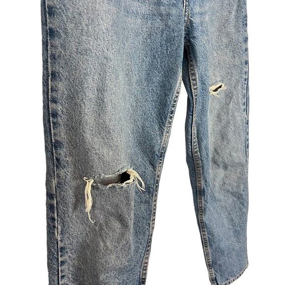 Zara Womens High Rise Distressed Medium Wash Blue Jeans Relaxed Mom Fit sz 4 - Picture 3 of 16